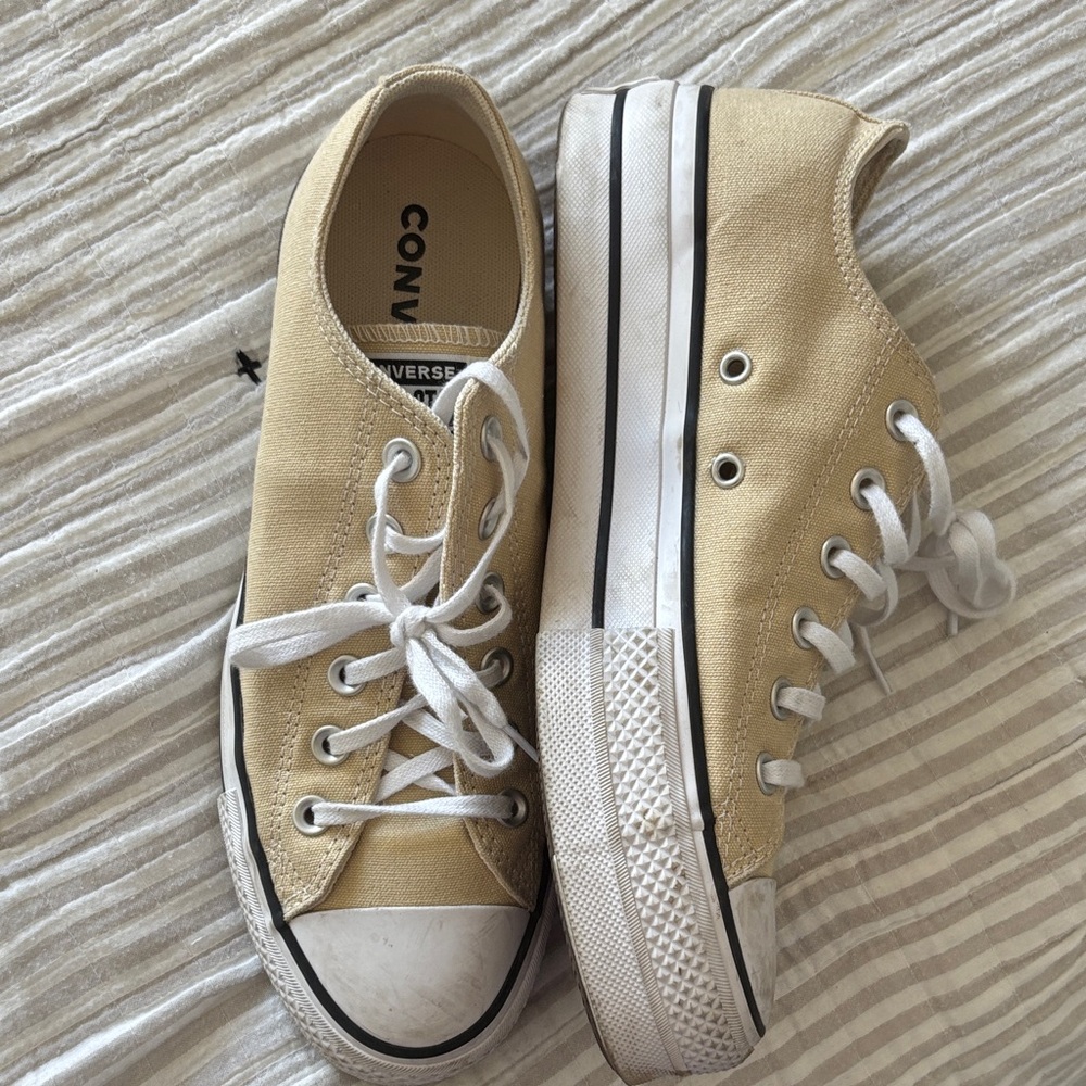 Converse Beige Canvas Sneakers with White Trim